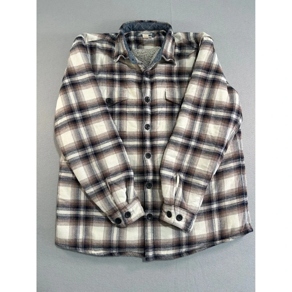 Carbon2Cobalt Shacket Men's Large‎ Brown Plaid Sherpa Lined Flannel Jacket